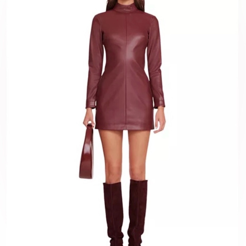Staud Burgundy Leather Dress